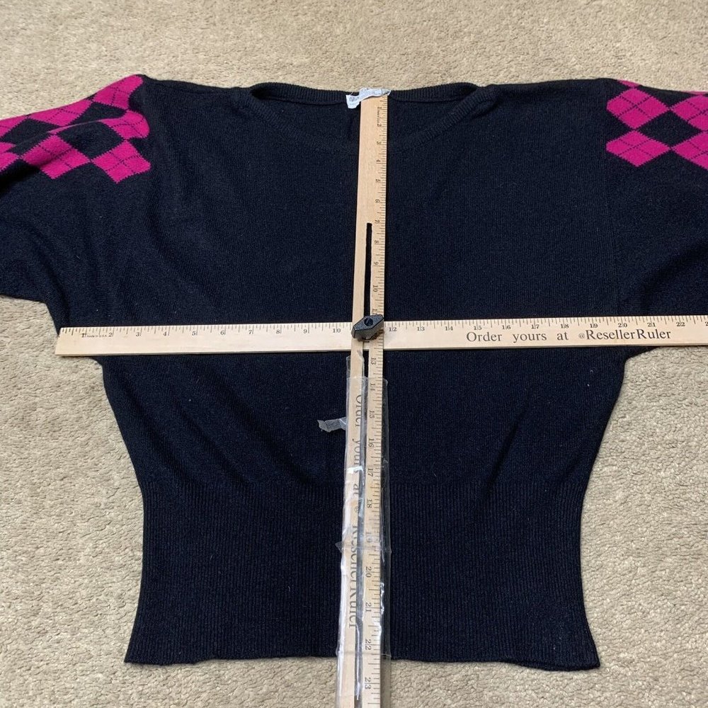 Jaeger Womens 97cm 38in Black/Pink 100% Cashmere Long Sleeve Sweater - Picture 5 of 6